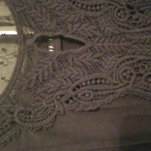 Black Lace Flowy Boho Top with Sheer Shoulders - Picture 6 of 9